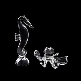STEUBEN, SEAHORSE AND OCTOPUS FIGURES