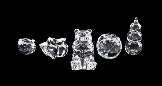 STEUBEN, FIVE ASSORTED FIGURES, INCL. SNOWMAN