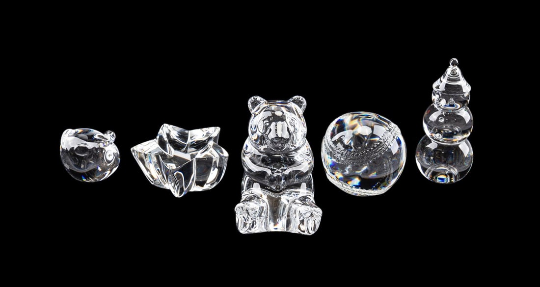 STEUBEN, FIVE ASSORTED FIGURES, INCL. SNOWMAN (1 of 9)