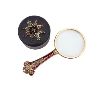 JAY STRONGWATER, MAGNIFYING GLASS AND DESK BOX