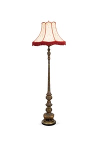 ASIAN CHAMPLEVE FLOOR LAMP WITH SHADE, C. 1920
