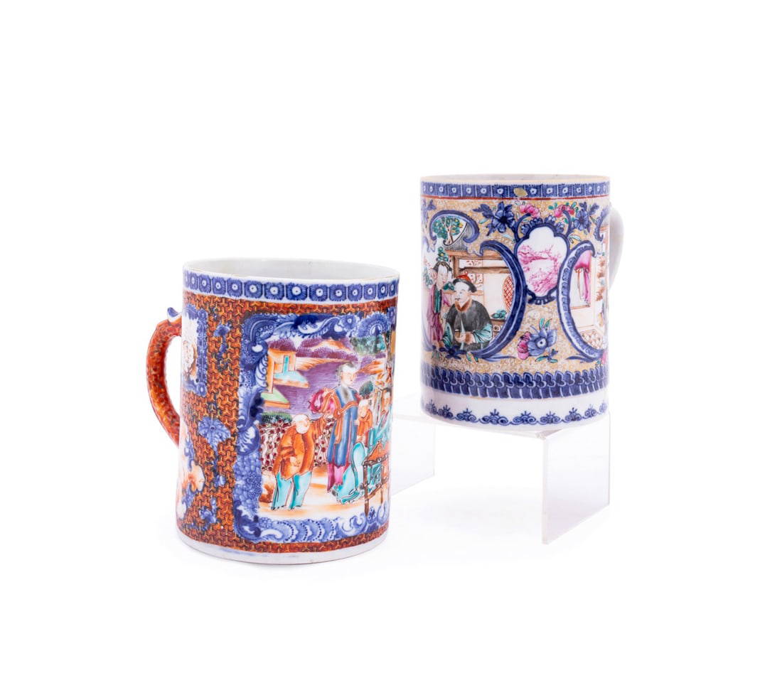 TWO 18TH C. CHINESE EXPORT MUGS