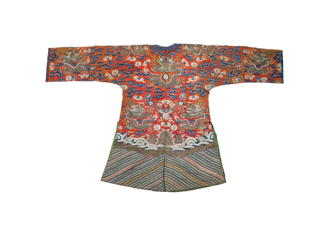 19TH C. CHINESE 'NINE DRAGON' SILK ROBE (1 of 5)