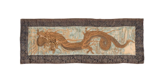 CHINESE GOLDWORK EMBROIDERY DRAGON PANEL