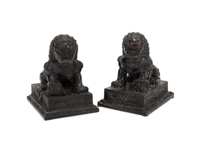 CHINESE, PAIR OF BRONZE BUDDHIST GUARDIAN LIONS