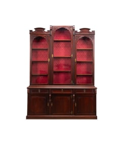 LATE VICTORIAN MAHOGANY GLAZED BOOKCASE CABINET