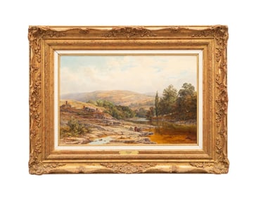 SAMUEL H. BAKER, MOUNTAIN LANDSCAPE OIL ON CANVAS