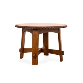STICKLEY MISSION LEATHER COVERED TABLE