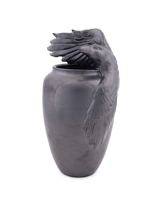 RICHARD FREIWALD GRAY LUSTRE CROW CERAMIC VASE