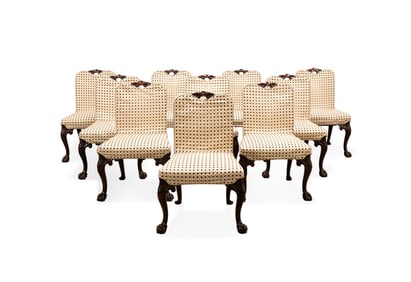 10 ENGLISH GEORGE II STYLE MAHOGANY DINING CHAIRS
