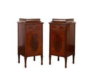 PAIR, ENGLISH MAHOGANY PEDESTAL CABINETS