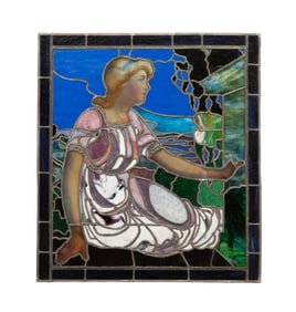 BEAUX ARTS FIGURAL STAINED GLASS WINDOW