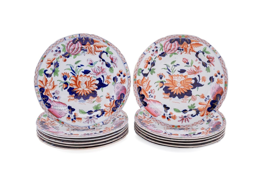 12 ENGLISH IRONSTONE 'WATER LILY' PLATES (1 of 5)