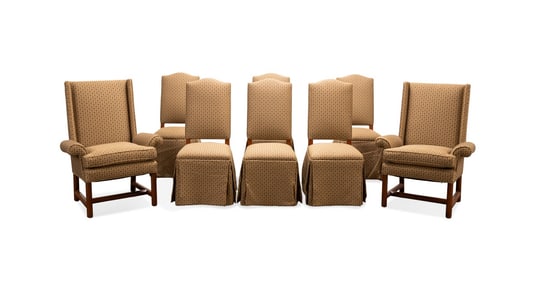 SET OF 8 ENGLISH JACOBEAN STYLE DINING CHAIRS