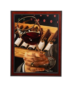 THOMAS ARVID, ORIGINAL WINE GLASS PAINTING