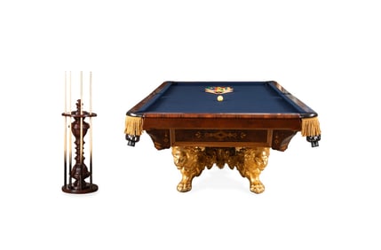 IMPRESSIVE VICTORIAN STYLE LION BASE POOL TABLE