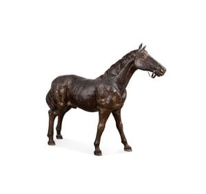 LIFE-SIZE BRONZE HORSE GARDEN SCULPTURE