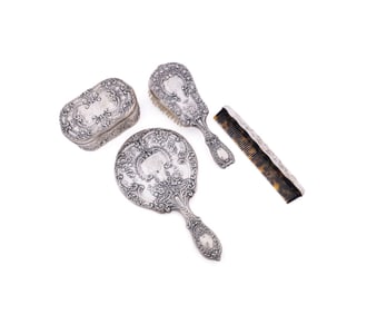 GORHAM ASSEMBLED 4-PIECE STERLING VANITY SET