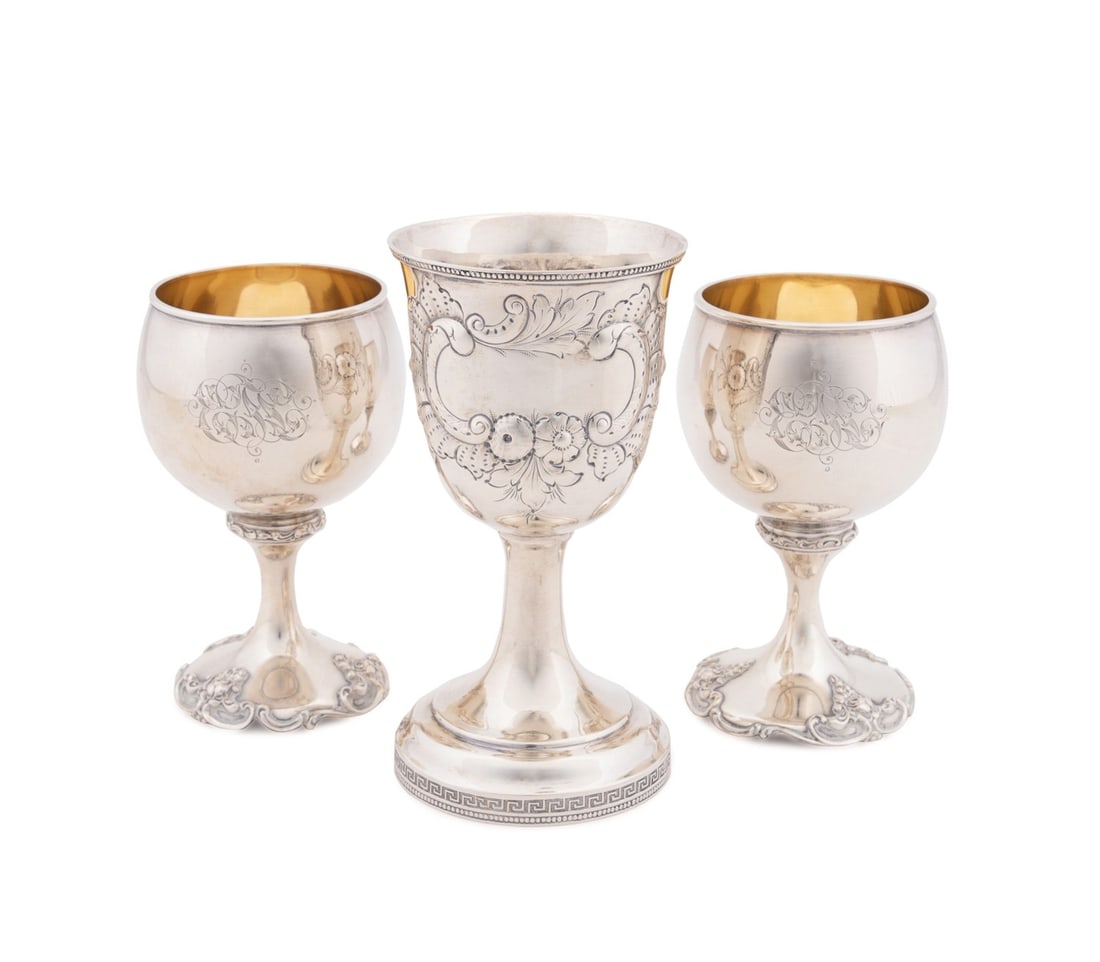 THREE AMERICAN STERLING GOBLETS, INCL. GORHAM (1 of 7)