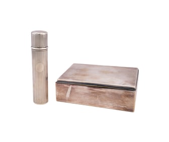 TIFFANY & CO. STERLING CIGAR CASE AND A PLATED BOX