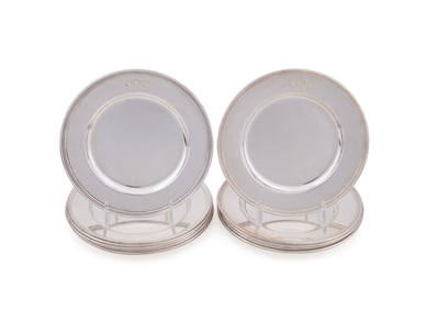 11 STERLING SILVER BREAD PLATES, 1 PLATED