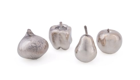 FOUR ELIZABETH II STERLING FRUITS & VEGETABLES