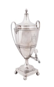 GEORGE III ARMORIAL SILVER HOT WATER URN, 1798