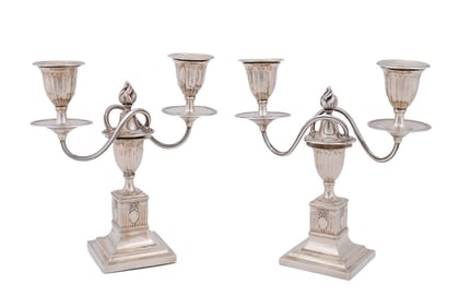 PAIR OF VICTORIAN 3-LIGHT STERLING CANDELABRA