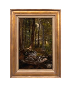 SCOTT LEIGHTON, FOREST LANDSCAPE OIL PAINTING
