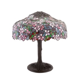 APPLE BLOSSOM MOTIF FAUX BOIS TABLE LAMP