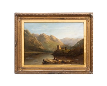 19TH C. SCOTTISH CASTLE LANDSCAPE OIL PAINTING