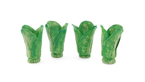 DODIE THAYER FOR AU BON GOUT, 4 LETTUCE BUD VASES