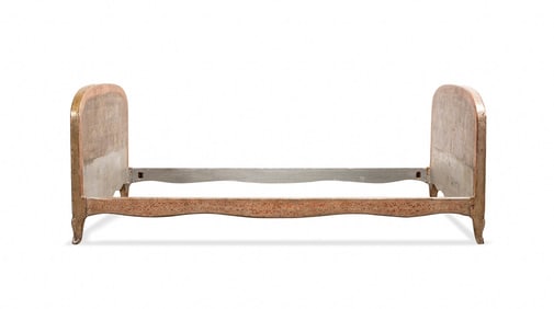 MAX KUEHNE, SILVER LEAF & FLORAL DECORATED BED