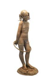 J. S. CLEARY, GIRL WITH HULA HOOP, FIGURAL BRONZE