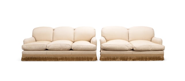 CACHE SILK UPHOLSTERED DOWN SOFA & LOVESEAT SET