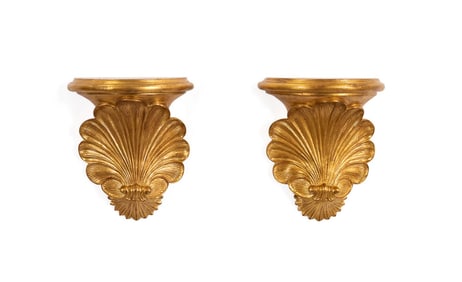 MAITLAND-SMITH, PAIR OF GILDED SHELL WALL BRACKETS