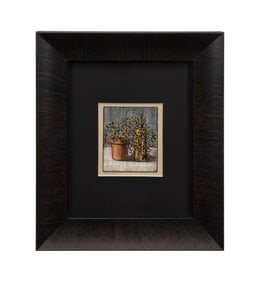 ROSIE CLARK STILL LIFE OIL ON SCRATCHBOARD