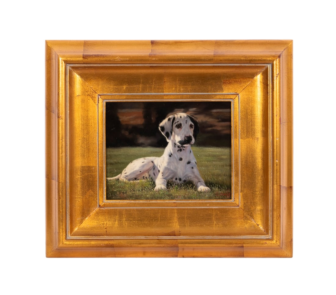 LAURA E. CASSIDY, DALMATIAN PORTRAIT, OIL ON BOARD (1 of 5)