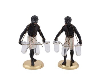 PAIR OF BLACKAMOOR FLOWER SELLERS POSY VASES