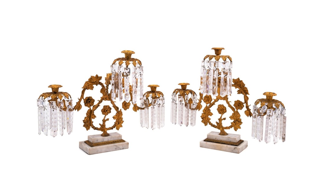 PAIR OF VICTORIAN GILT BRONZE FLORAL GIRANDOLES (1 of 5)