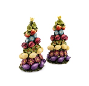 KATHERINE HOUSTON, TWO FRUIT TOPIARY CENTERPIECES