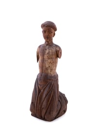 LARGE ANTIQUE SPANISH CARVED FIGURE OF ST. FRANCIS