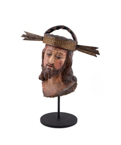 19TH C. SPANISH BUST OF THE CRUCIFIED CHRIST