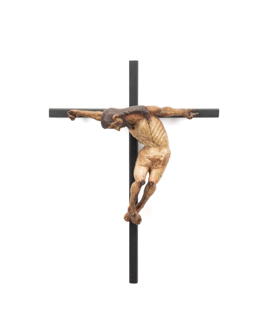 SPANISH POLYCHROME FIGURE OF THE CRUCIFIED CHRIST (1 of 4)