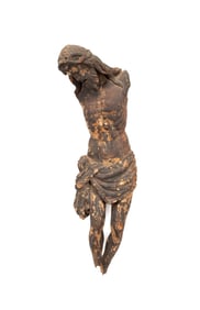 CARVED WOODEN FRAGMENT OF THE CRUCIFIED CHRIST