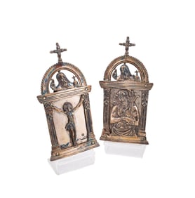 PAIR OF SPANISH COLONIAL STYLE STERLING PAX