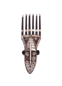 AFRICAN BAMANA STYLE WOOD AND METAL MASK