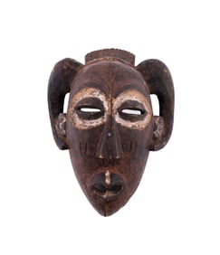 AFRICAN CHOKWE STYLE SPIRIT MASK WITH HORNS