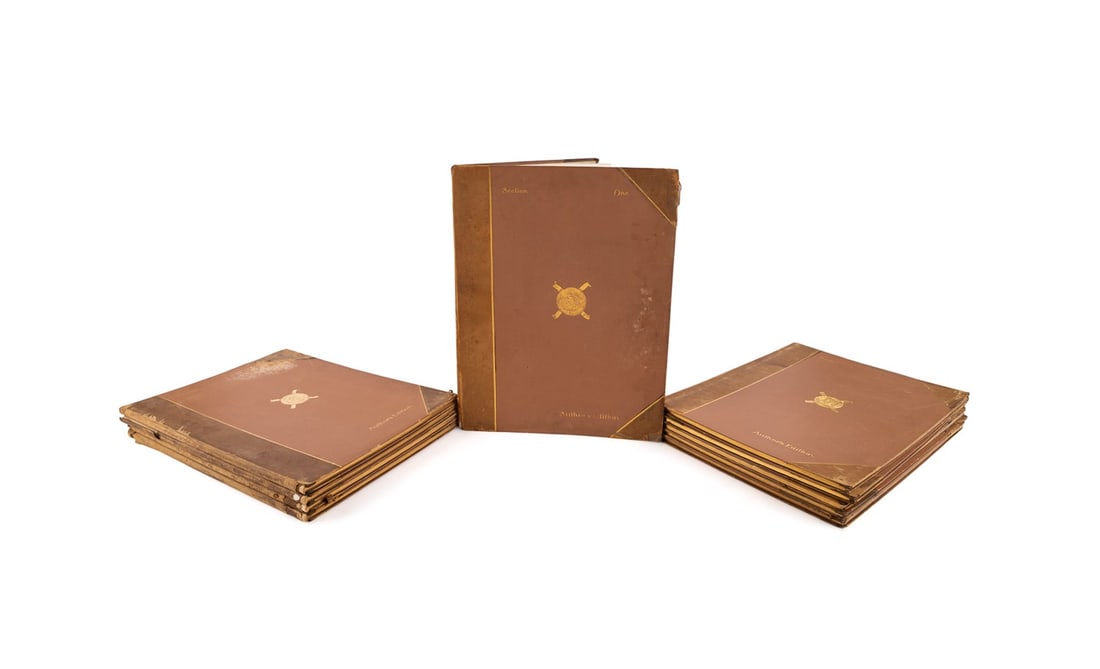 TEN-VOL. SET OF THE BOOK OF THE FAIR,1893, SIGNED: Hubert H. Bancroft (American, 1832-1918), 19th century. "The Book of the Fair", 1893, complete in ten hardcover sections, limited Author's Edition, number 22 of 150, bound in brown calf and linen, sig