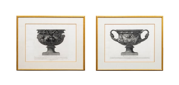 PIRANESI, TWO OF THE WARWICK SERIES URN ETCHINGS